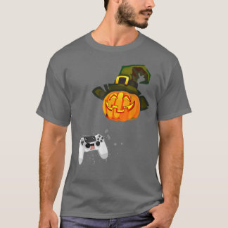 Video Games Controller Scared By Fun Pumpkin Hallo T-Shirt