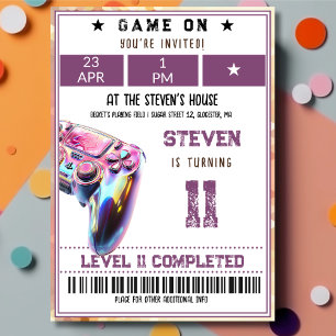 Video games kids birthday invitation