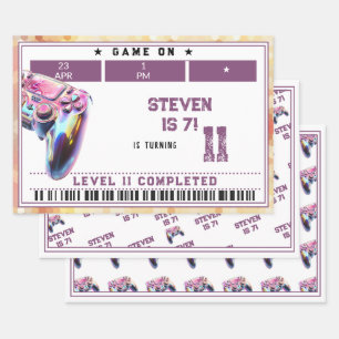 Video games kids birthday wrapping paper sheet