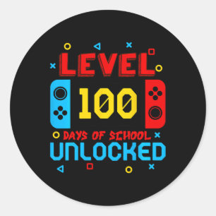Video Games Level 100 Days Of School Unlocked Game Classic Round Sticker