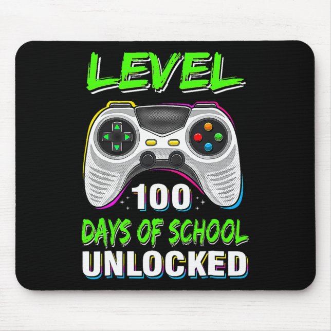 Video Games Level 100 Days Of School Unlocked Stud Mouse Pad (Front)