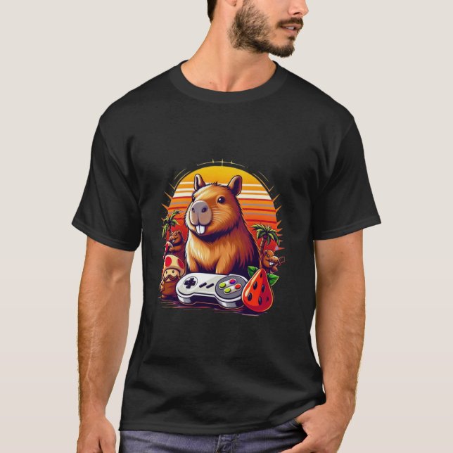 Video Games Lover Capybara Funny Video Games Capyb T-Shirt (Front)
