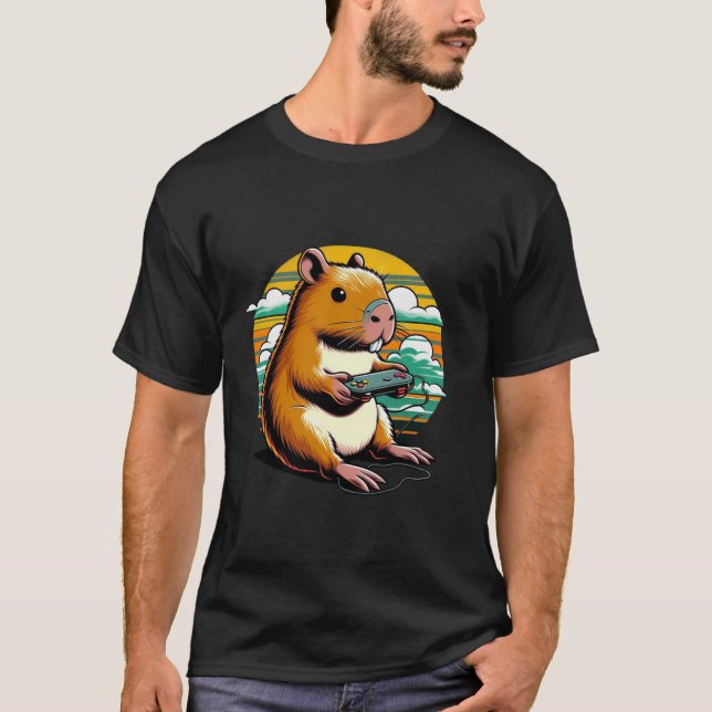 Video Games Lover Capybara Funny Video Games Capyb T-Shirt (Front)
