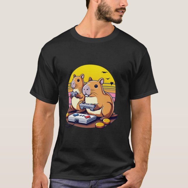 Video Games Lover Capybara Funny Video Games Capyb T-Shirt (Front)