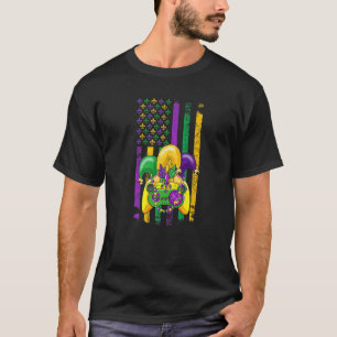Video Games Mardi Gras Carnival Beads American Fla T-Shirt