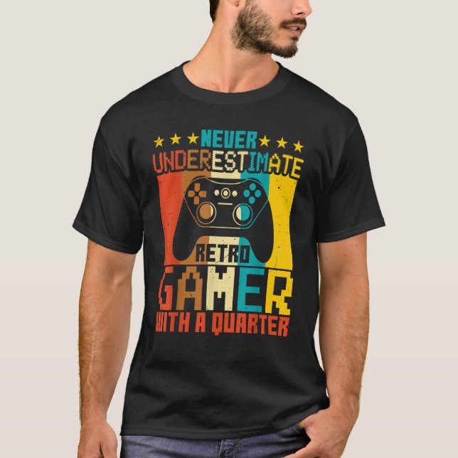 Video Games   Never Underestimate Retro Gamer Gami T-Shirt (Front)