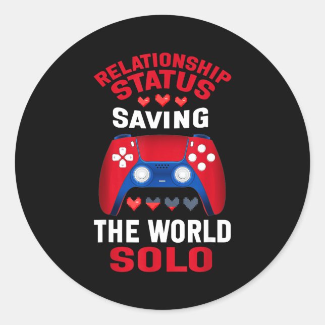 Video Games Valentines Day Gamer Gaming  Classic Round Sticker (Front)