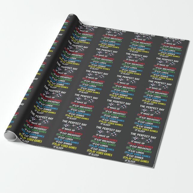 Video Gaming Kids Funny Gamer Wrapping Paper (Unrolled)