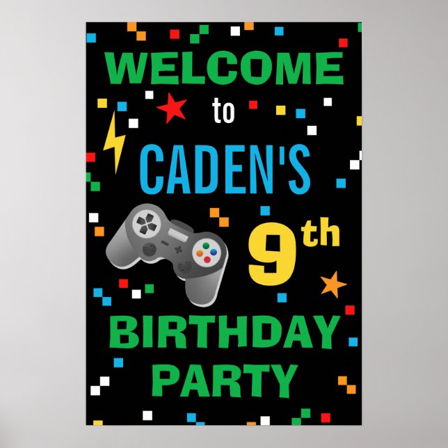 Vidéo Jeu Anniversaire fête Bienvenue Poster (Devant)