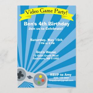 Vidéo Jeu Anniversaire Fête Invitation