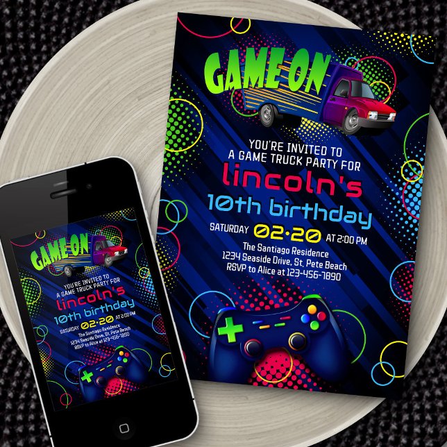 Vidéo Jeu Camion Anniversaire Invitation (Créateur téléchargé)
