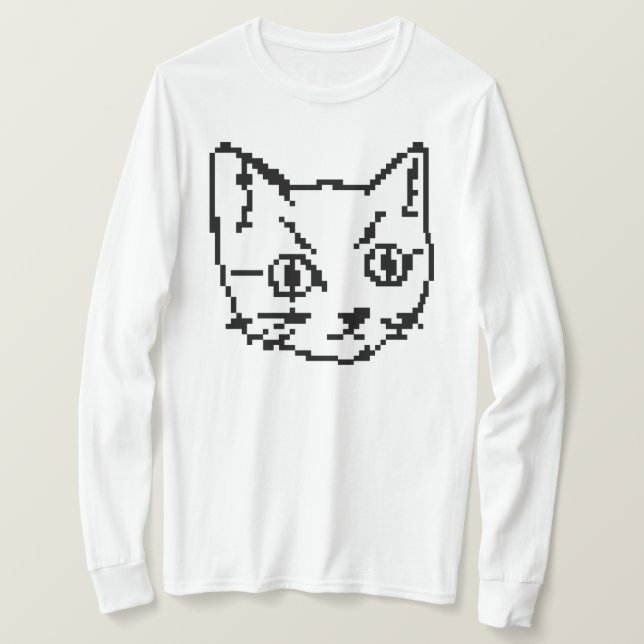 VIDEO KITTY CAT PIXEL ART LONG SLEEVE T-SHIRT (Design Front)