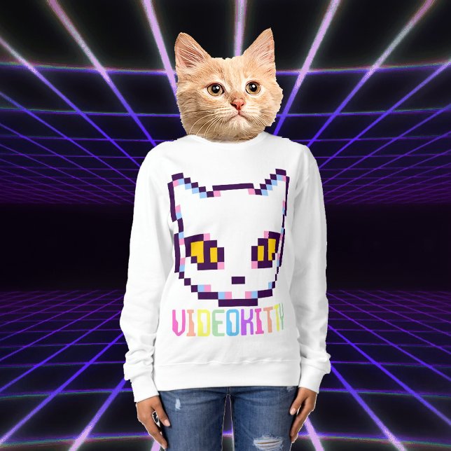 VIDEO KITTY CAT PIXEL ART SWEATSHIRT (Creator Uploaded)