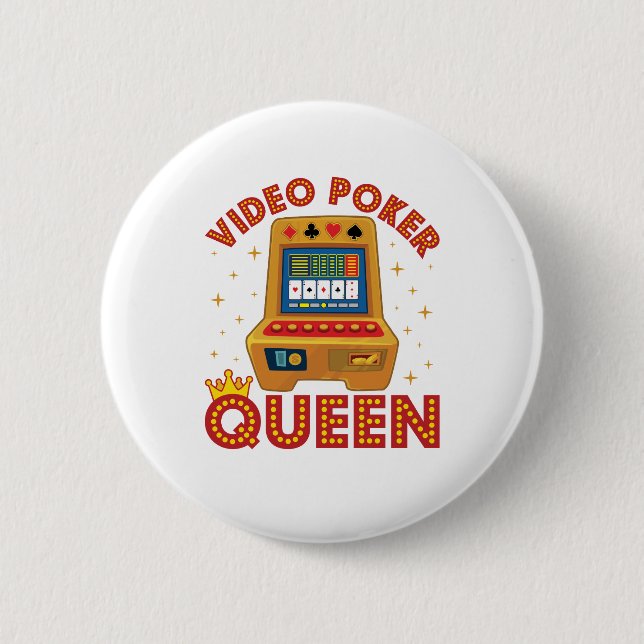 Video Poker Queen 2 Inch Round Button (Front)