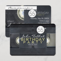 Video Tape 2 VHS 55th Birthday Party Invitation