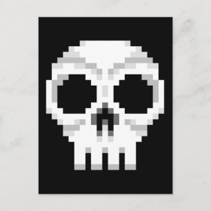 Videogame Death Skull - Pixel Art Postcard