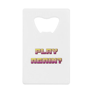 Videogame play again text pastel gradient credit card bottle opener