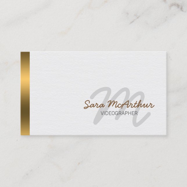 Videographer Recording Service Cursive Monogram Business Card (Front)