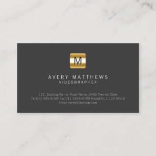 Videographer Visual Arts Media Black Gold Monogram Business Card