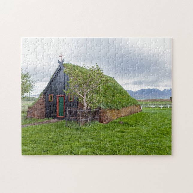 Vidimyri Turf Church in the north of Iceland Jigsaw Puzzle (Horizontal)
