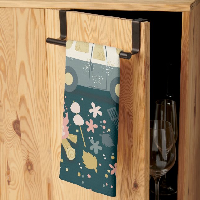 Vie de camping! serviette de cuisine de nuit (Pliage en tiers)