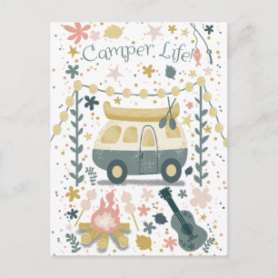 Vie du camping ! Carte postale blanche