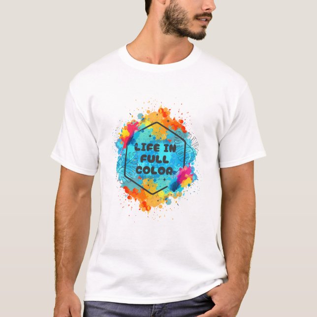 Vie en T-shirt design couleur complète (Devant)