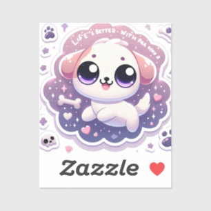 Vie meilleure avec Sticker en vinyle de chiot Paw 