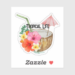 Vie tropicale sur un autocollant