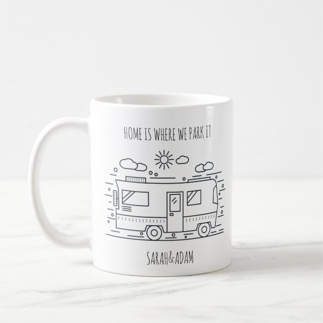 Vie Van personnalisée, Camper Van Couples Mug (Gauche)