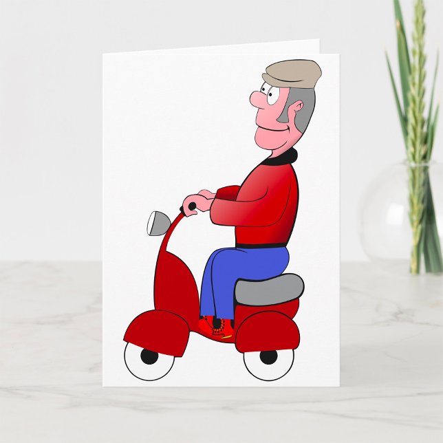 Vieil homme sur des cartes de voeux de scooter (Créateur téléchargé)