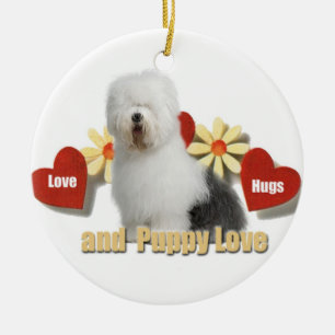 Vieil ornement anglais de Noël de chien de berger