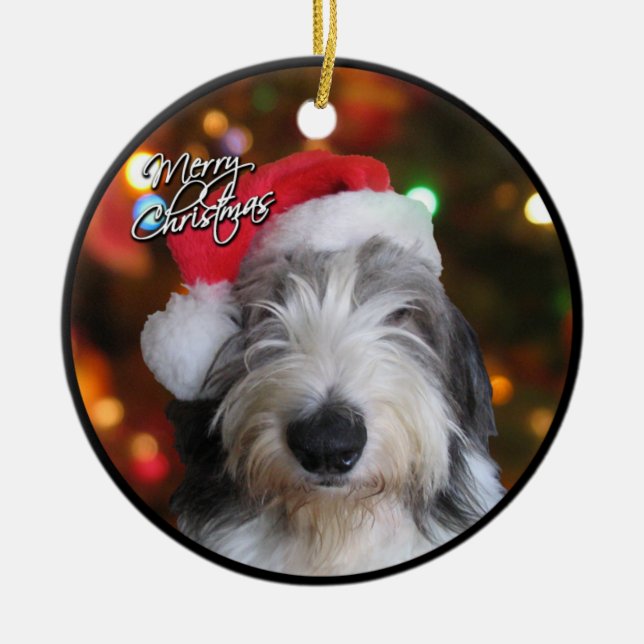 Vieil ornement anglais de Noël de chien de berger (Devant)