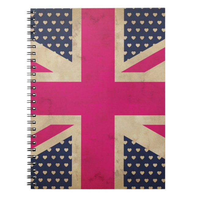Vieil Union Jack dans le carnet rose de drapeau (Devant)