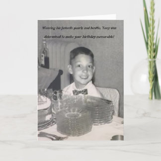 Vieille carte d'anniversaire de photo amusante ave