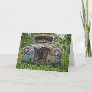 Vieille carte d'anniversaire de voiture