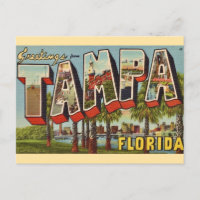 Vieille carte de bienvenue à Tampa en Floride