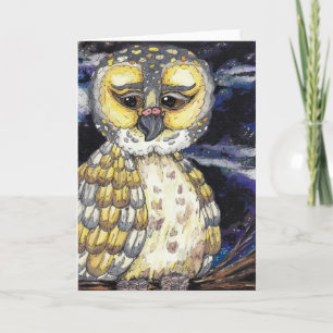 Vieille carte de voeux sage de hibou