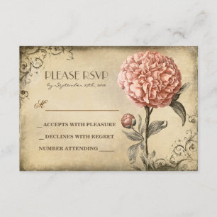 vieille carte l'épousant de RSVP avec la fleur