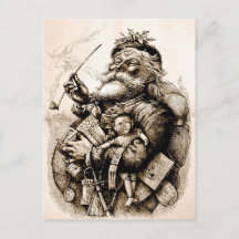Vieille carte postale gaie du père noël