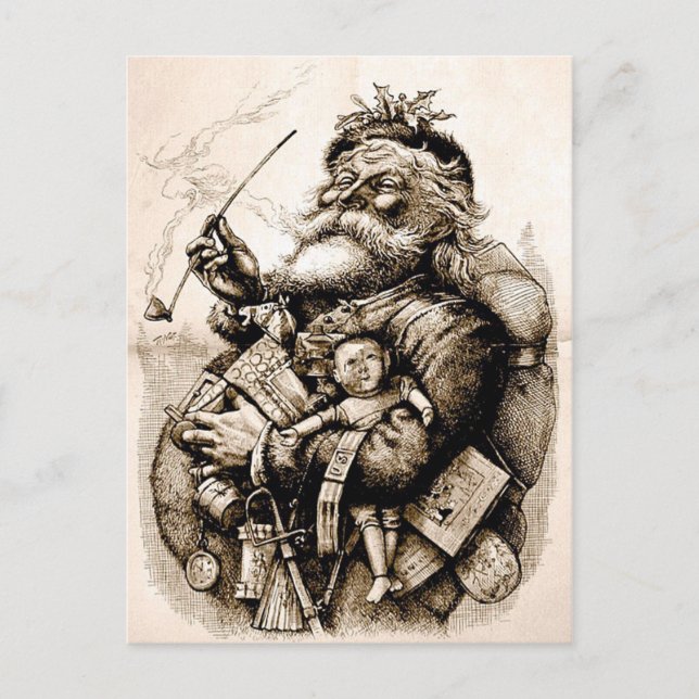 Vieille carte postale gaie du père noël (Devant)