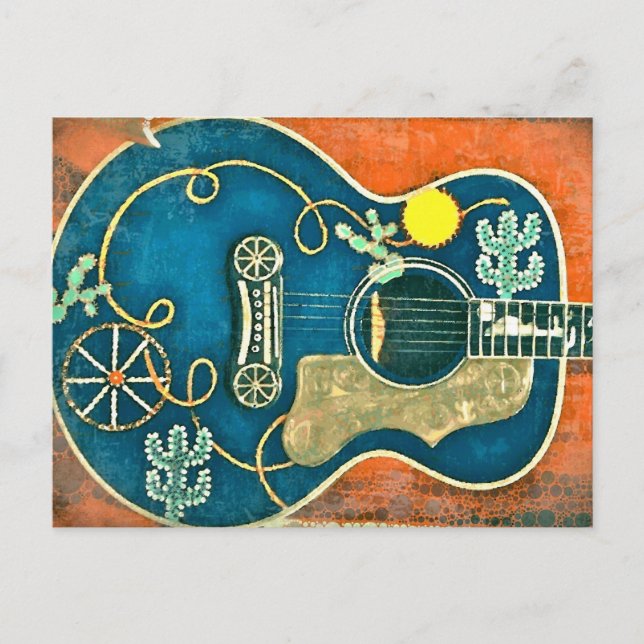 Vieille carte postale occidentale de guitare (Devant)