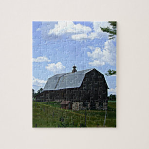 Vieille grange dans le puzzle du Wisconsin