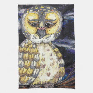 Vieille serviette de cuisine sage de hibou