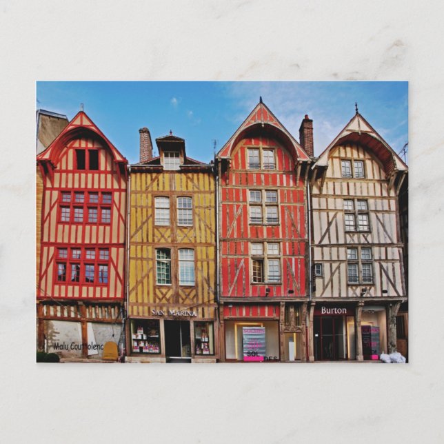 Vieilles bâtisses de Troyes France Carte postale (Devant)