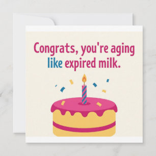 Vieillissement comme carte d'anniversaire de lait