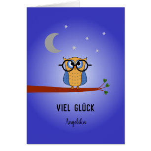 Viel gluck good luck personalized academic owl
