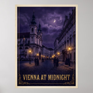 : Vienna At Midnight Dark Gothic Travel Poster
