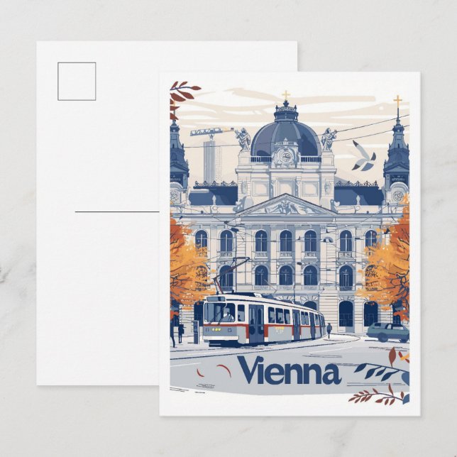 Vienna Austria Art Vintage Travel Illustration Postcard (Front/Back)