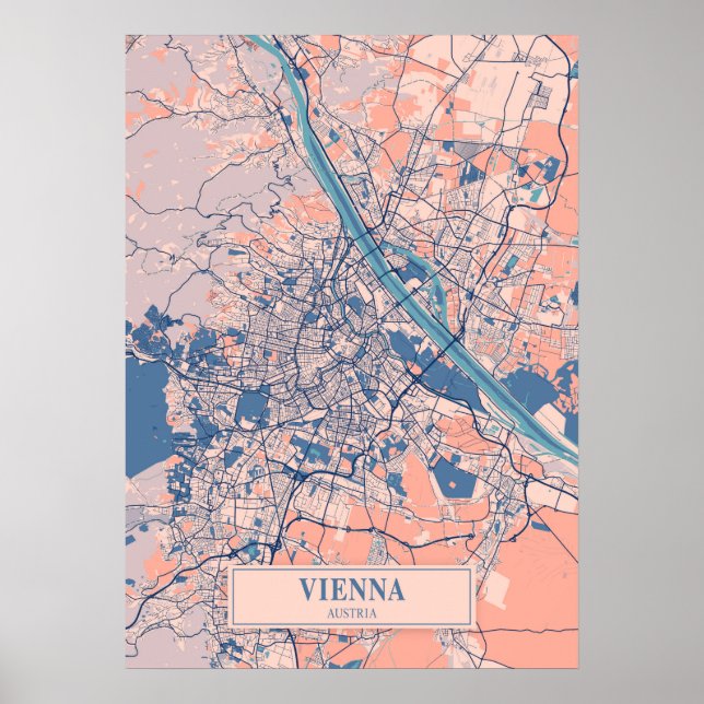 Vienna - Austria Breezy City Map  Poster (Front)